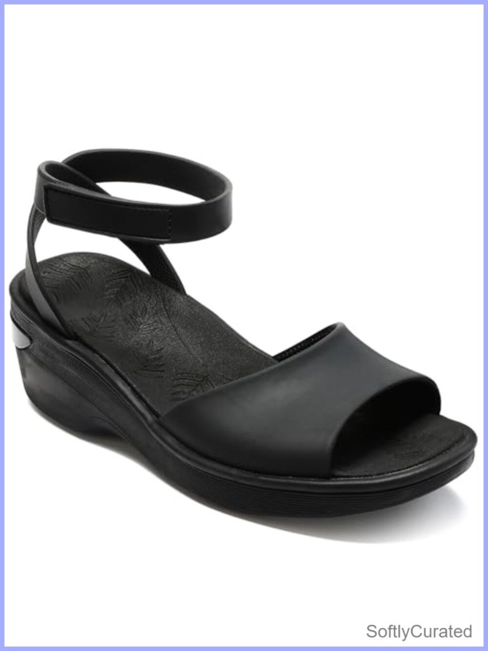 Women's Wedge Sandals with Arch Support Adjustable Ankle Strap Peep Toe